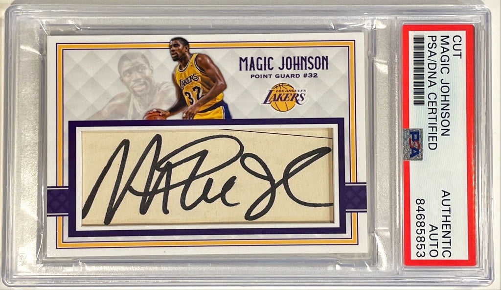 Magic Johnson LA Lakers Signed Auto Custom Cut #'d 1/1 Trading Card PSA/DNA0