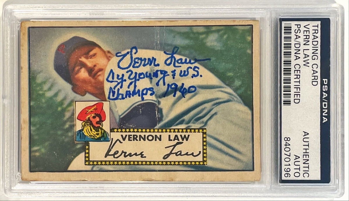 1952 Topps Vern Vernon Law Pittsburgh Pirates Signed Auto Card #81 PSA/DNA0