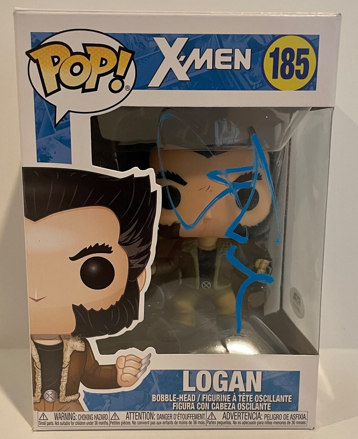 Hugh Jackman X-Men Logan Wolverine Signed Auto Funko Pop #185 PSA/DNA COA0