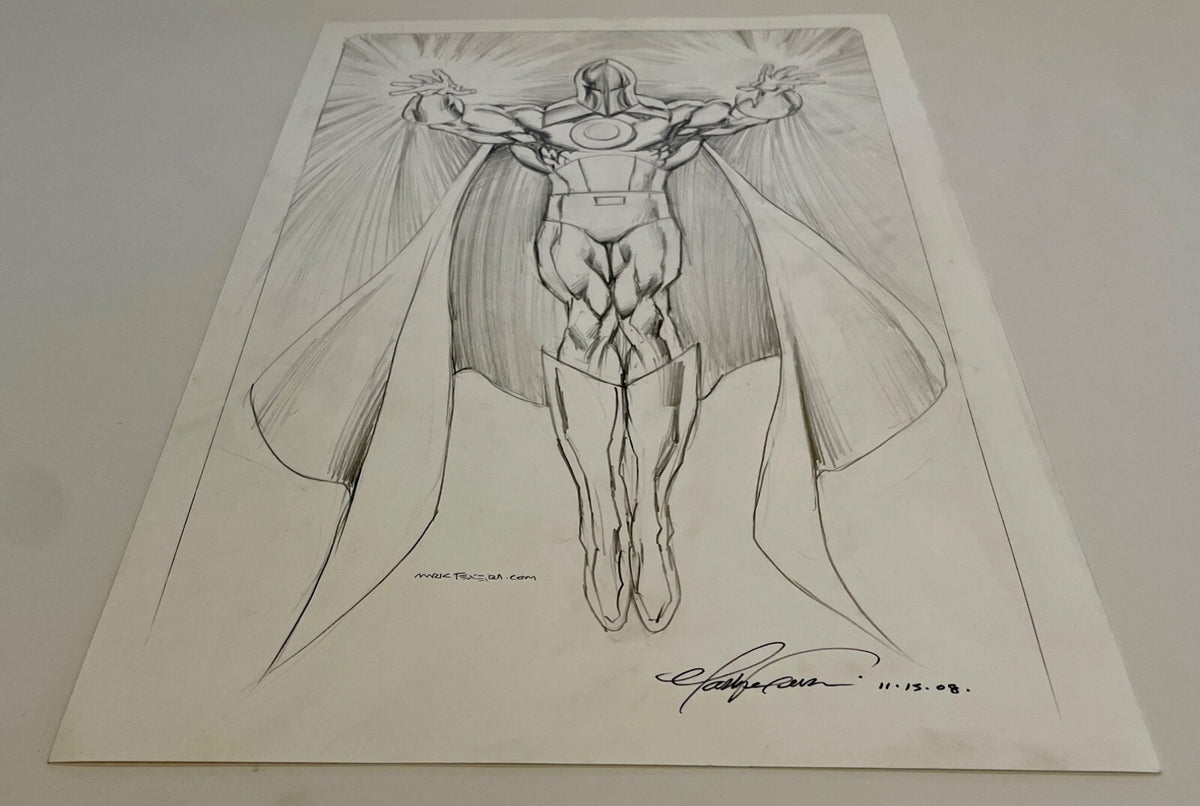 2008 Mark Texeira DC Comics Dr. Fate Signed Original FULL Sketch Art 11x172