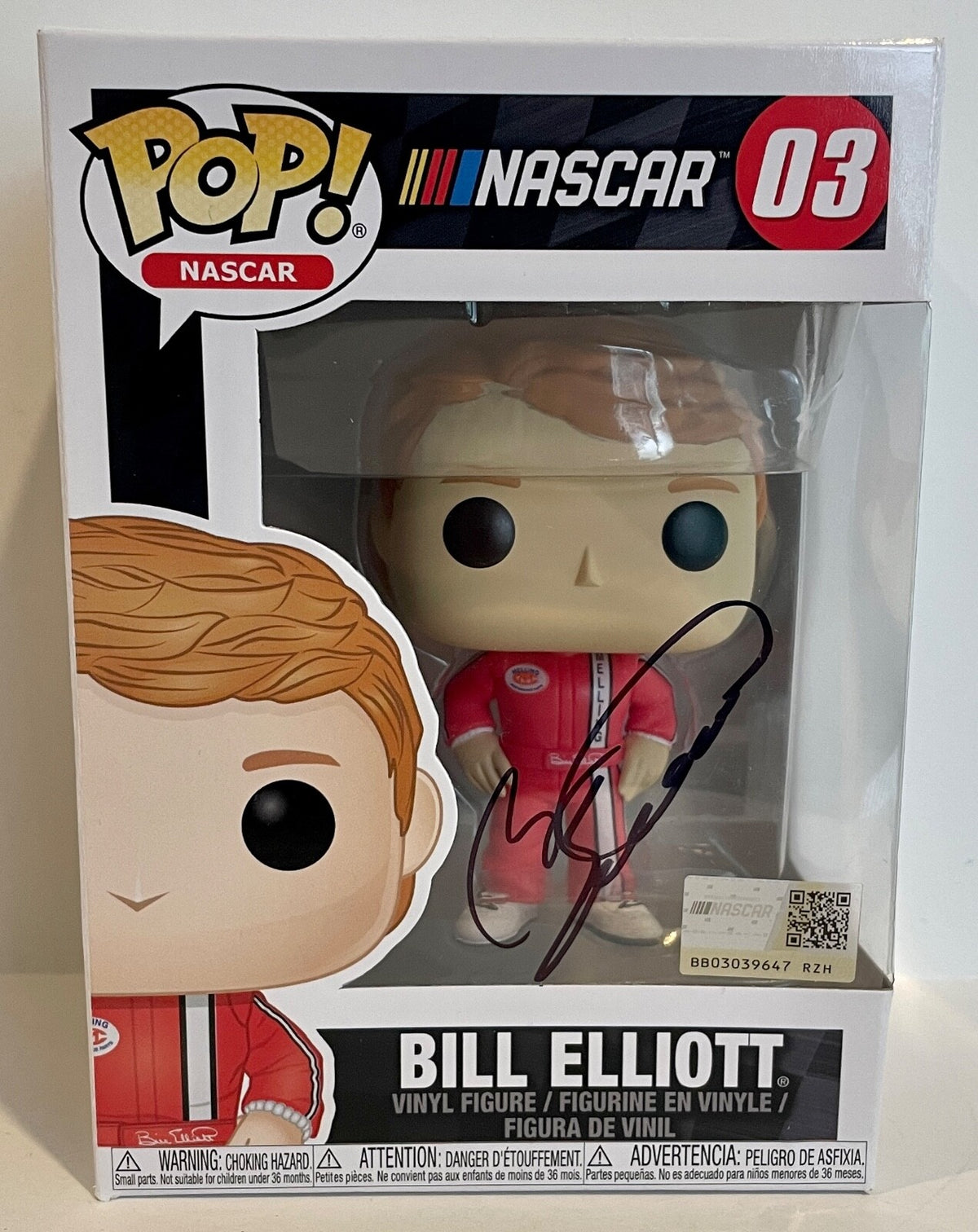 2019 Bill Elliott NASCAR Racing Signed Auto Funko Pop Figure #3 W/ COA0