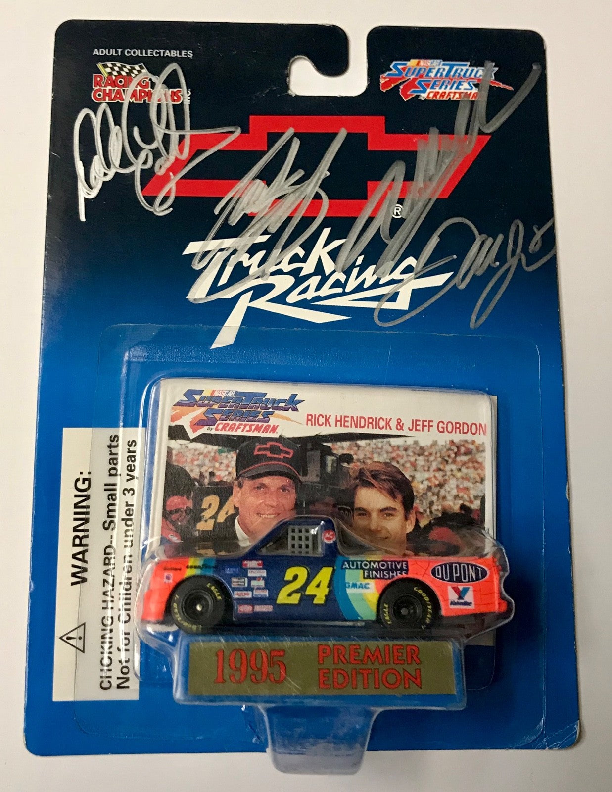 1995 Dale Earnhardt Sr & Jr & Jeff Gordon & Stewart Quad Signed 1/64 Diecast Car0