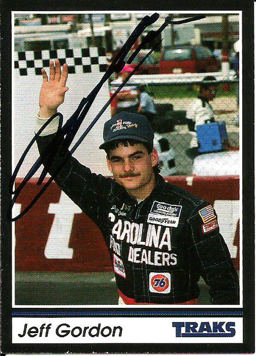 1991 Traks Jeff Gordon Signed Auto NASCAR ROOKIE RC Card #1 W/ COA0