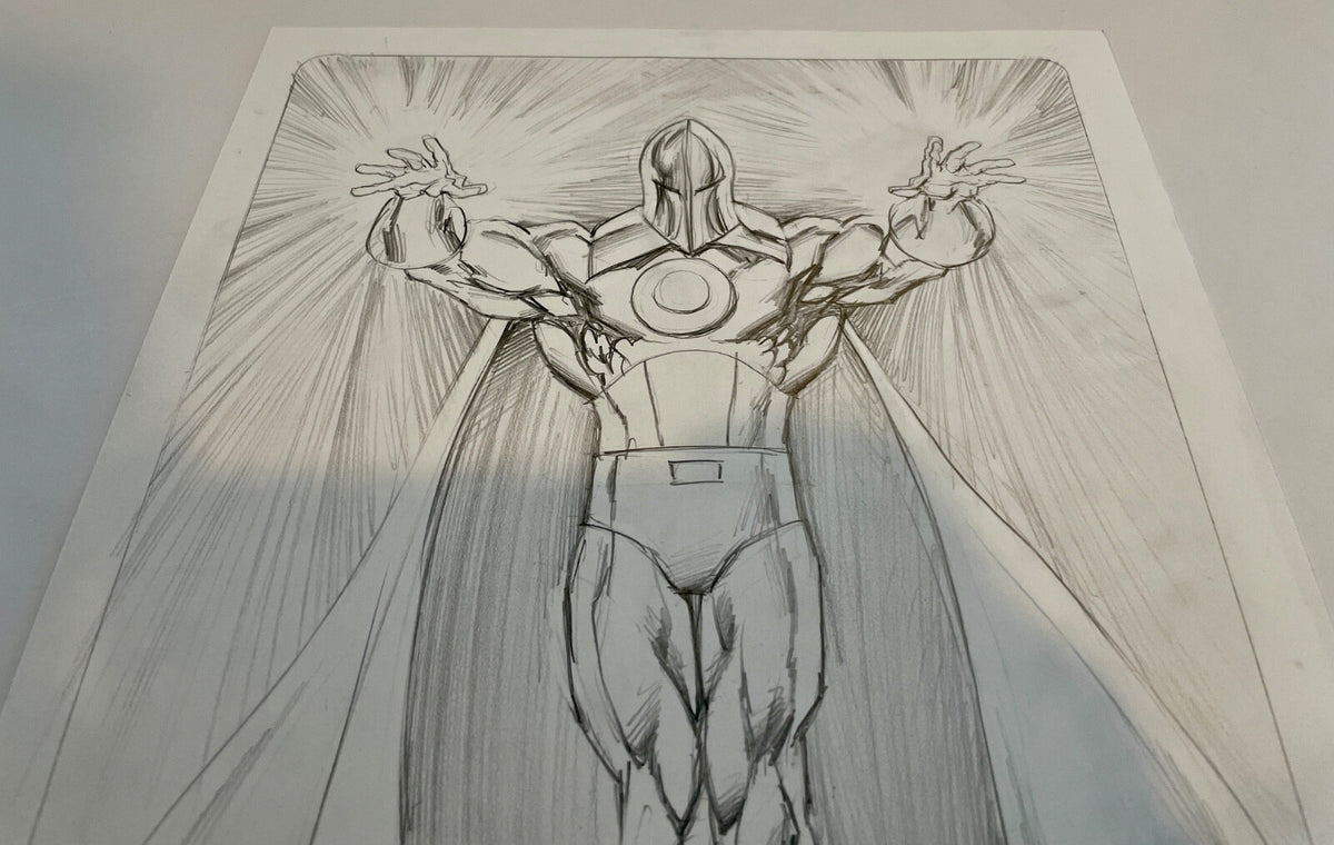2008 Mark Texeira DC Comics Dr. Fate Signed Original FULL Sketch Art 11x171