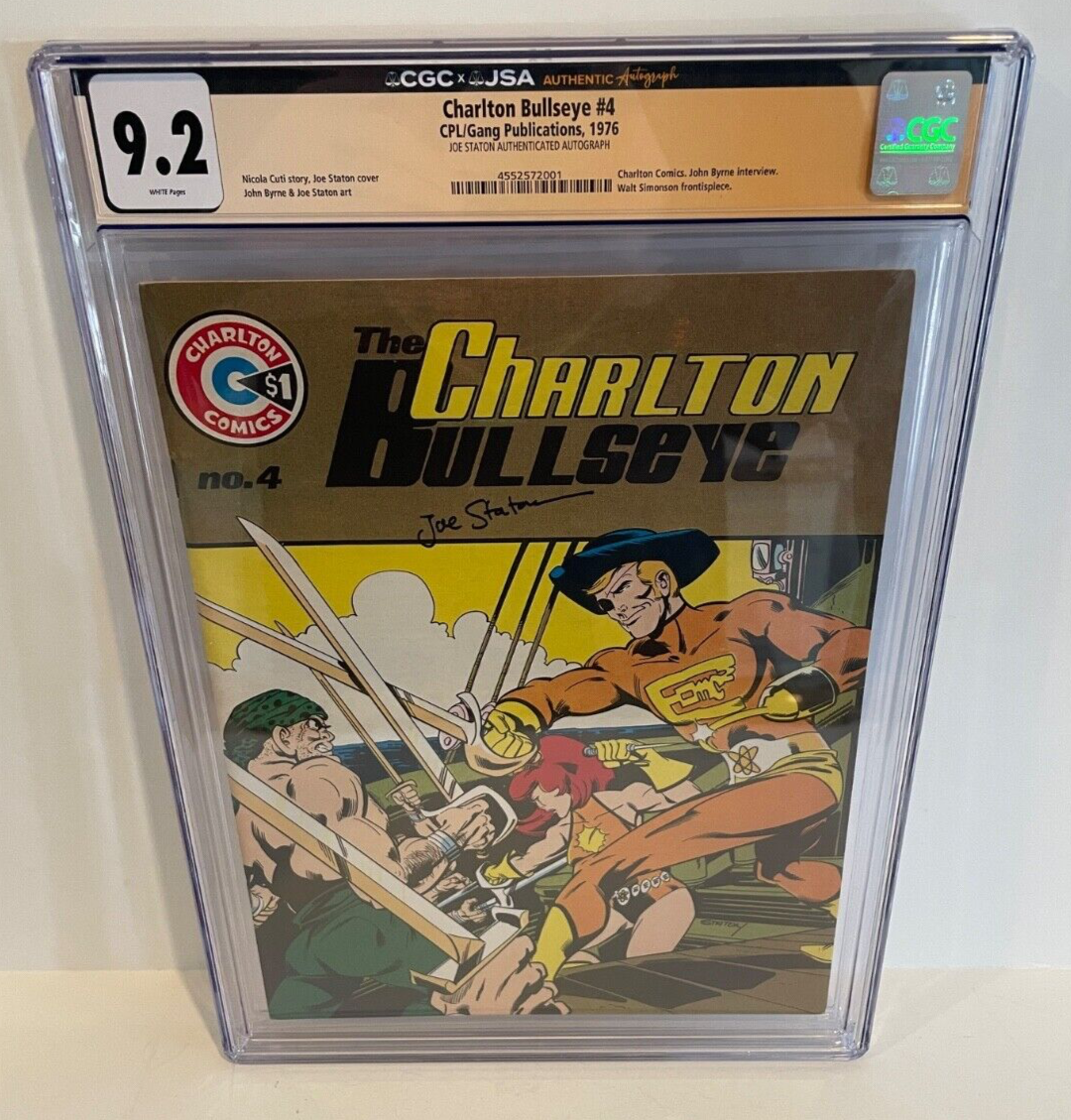 1976 Charlton Bullseye #4 Joe Staton Signed Auto Comic JSA CGC 9.20