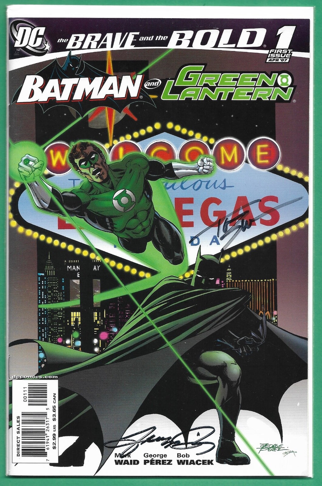 2007 Batman & Green Lantern #1 Signed by George Perez & Tom Smith W/ COA0
