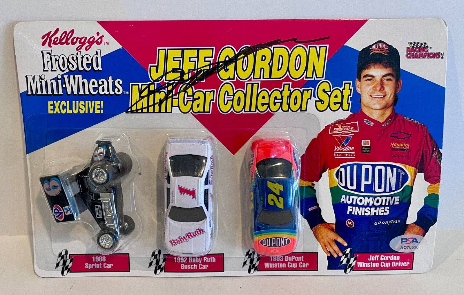 1994 Jeff Gordon Kelloggs Signed Auto 3 Car Mini 1/64 Set PSA DNA #20