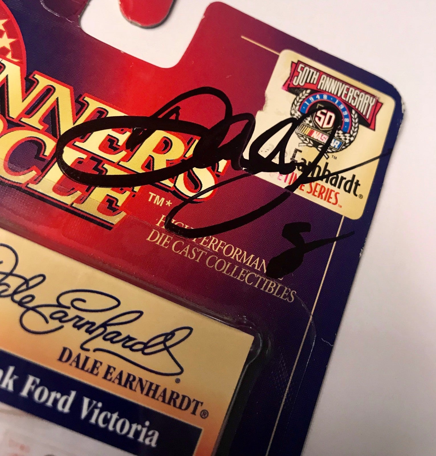 Dale Earnhardt Sr & Dale Earnhardt Jr Dual Signed 1/64 Pink Ford Diecast Car COA2