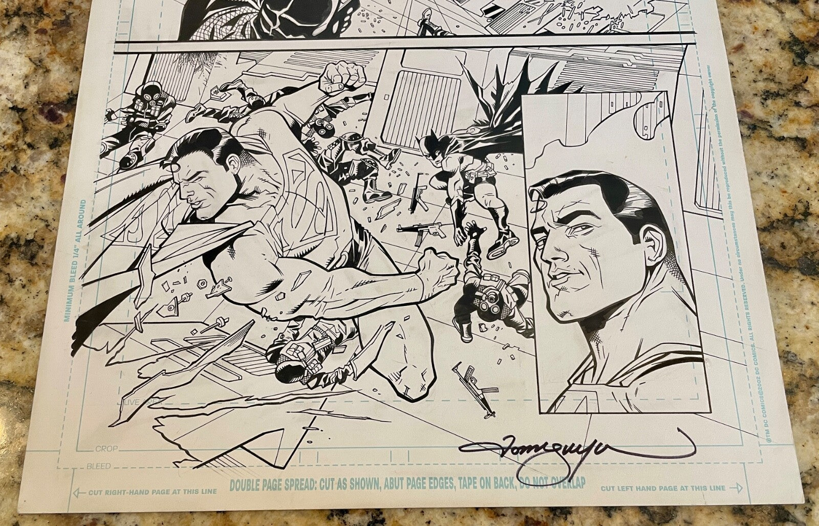 2006 JLA #26 Batman Superman Tom Nguyen Plunkett Signed Original FULL Page #63