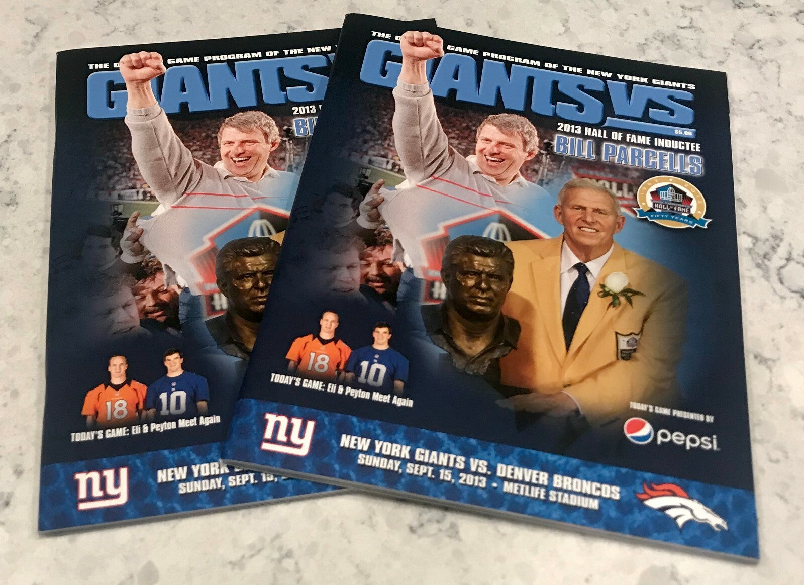 (2) 2013 New York Giants Denver Broncos Peyton Manning 2 TD's Program LOT of 20