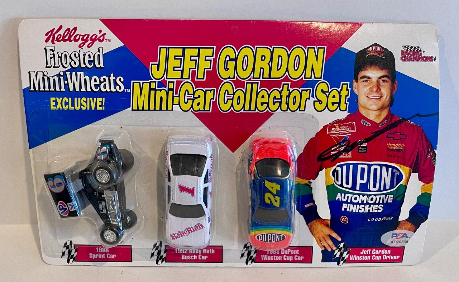 1994 Jeff Gordon Kelloggs Signed Auto 3 Car Mini 1/64 Set PSA DNA #10