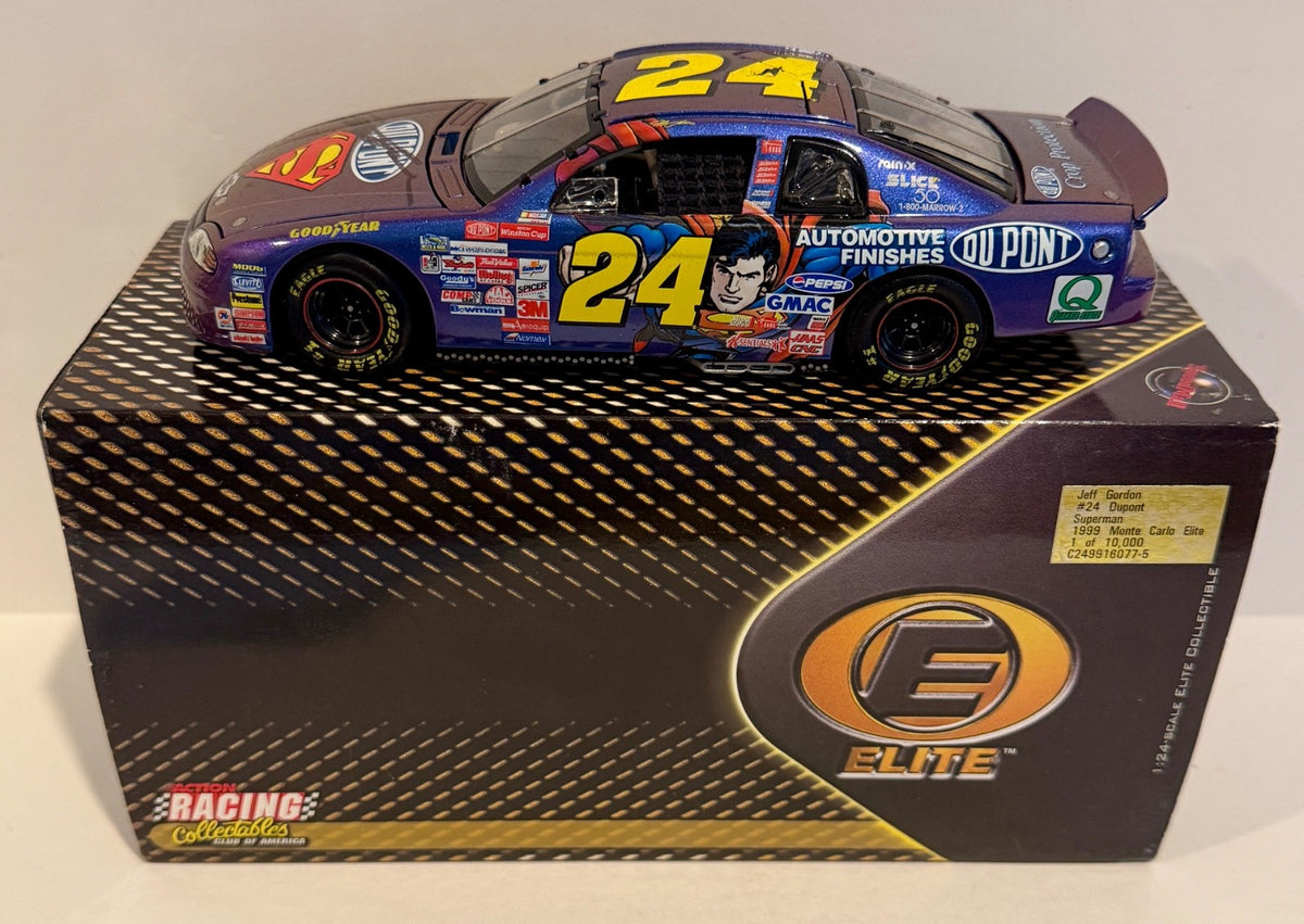 1999 Jeff Gordon Dupont Superman ELITE Signed Auto 1/24 Diecast Car W/ COA0