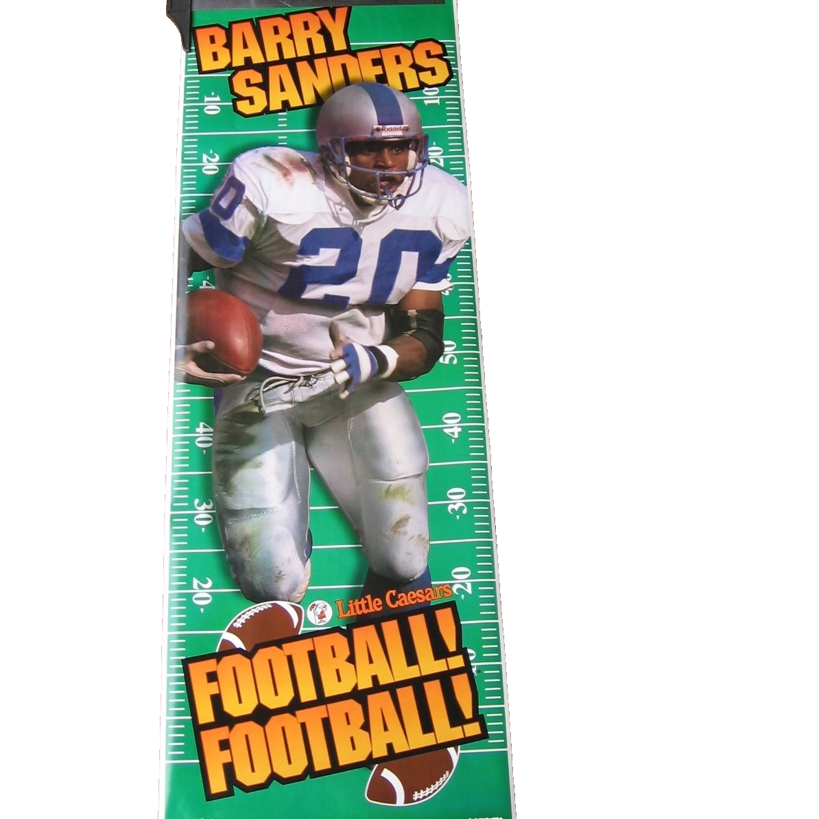 1996 Vintage BRAND NEW Little Caesars Pizza Barry Sanders Full Size 75x26 Poster2