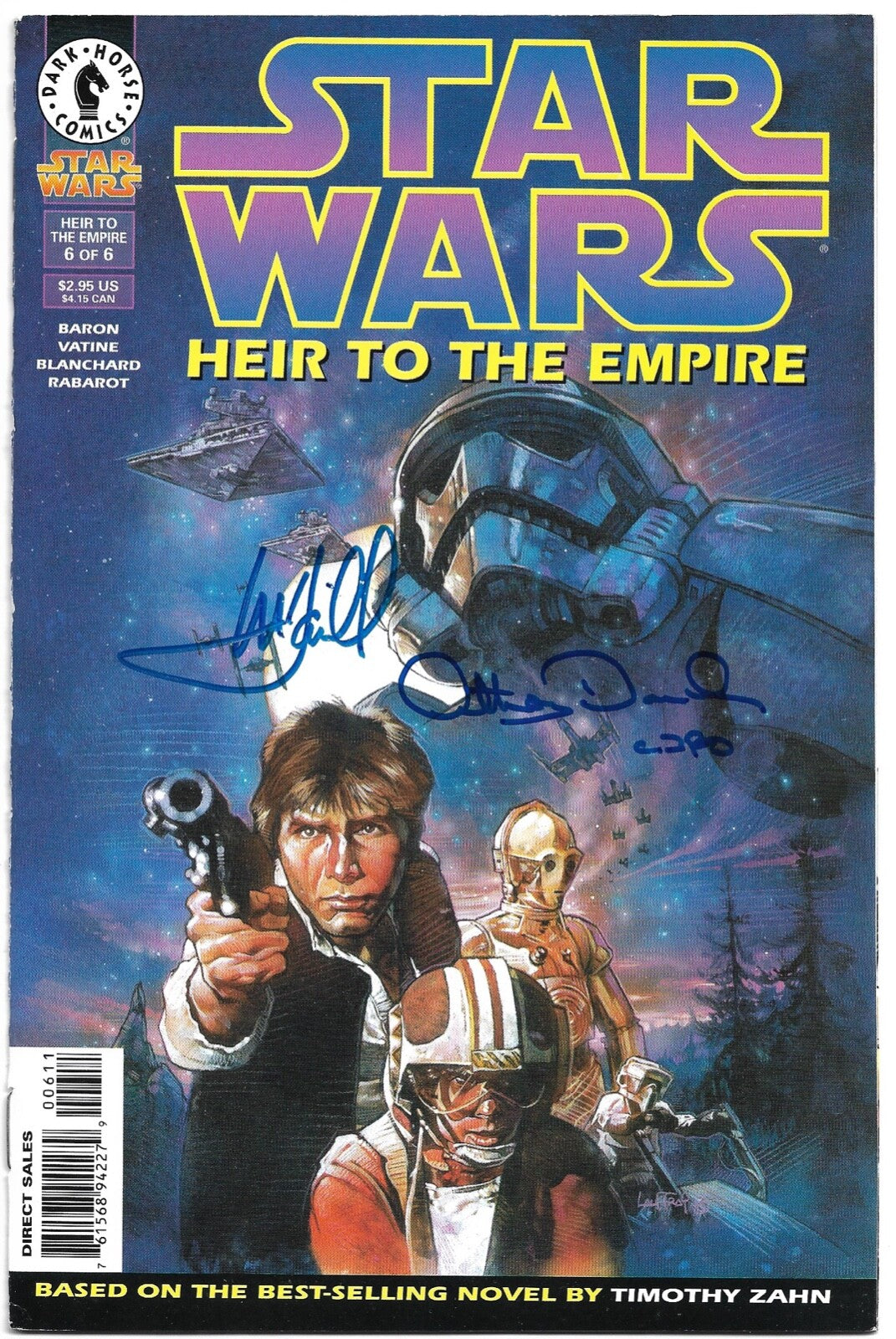 Star Wars Heir To The Empire Mark Hamill Anthony Daniels Signed Comic #6 BAS LOA0
