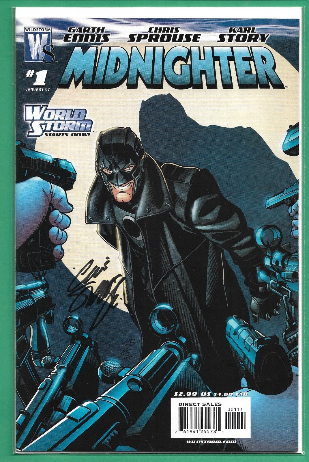 2007 Wildstorm Comics Midnighter Signed Chris Sprouse Comic #1 W/ COA0