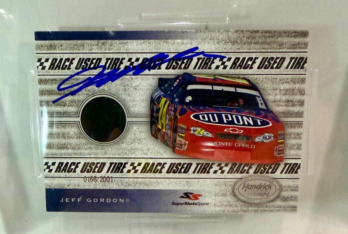 2001 Super Shots JUMBO Jeff Gordon Race Used Tire Signed Auto Card PSA DNA1