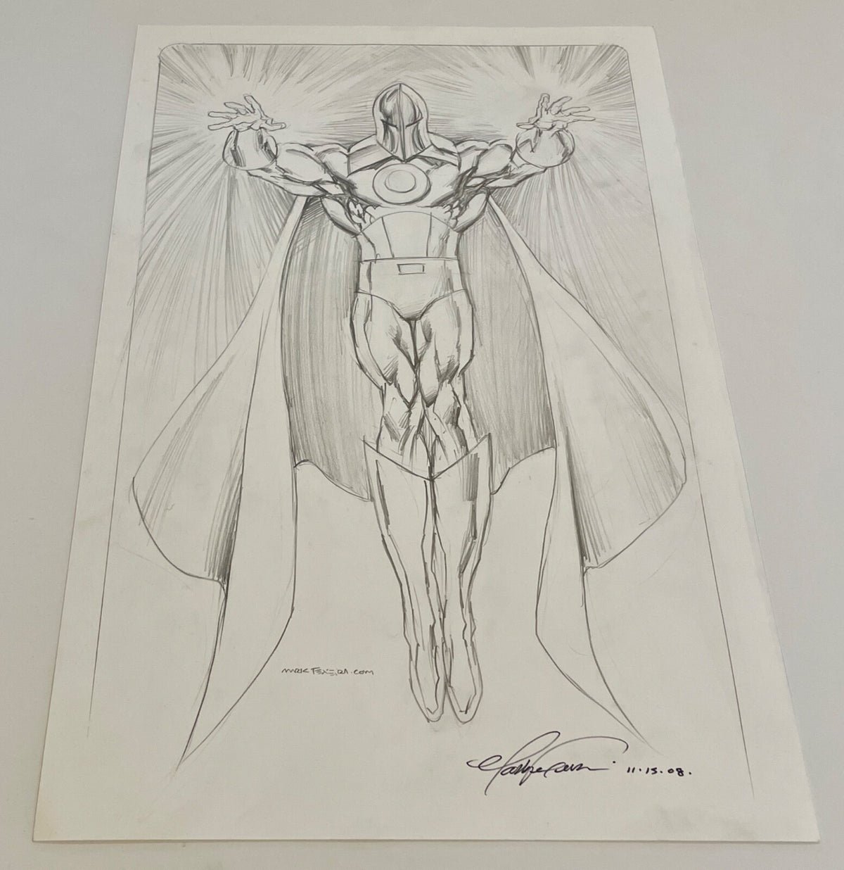 2008 Mark Texeira DC Comics Dr. Fate Signed Original FULL Sketch Art 11x170