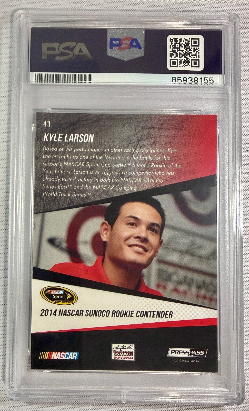 2014 Press Pass NASCAR Kyle Larson Signed Auto Rookie RC PSA DNA Card #431