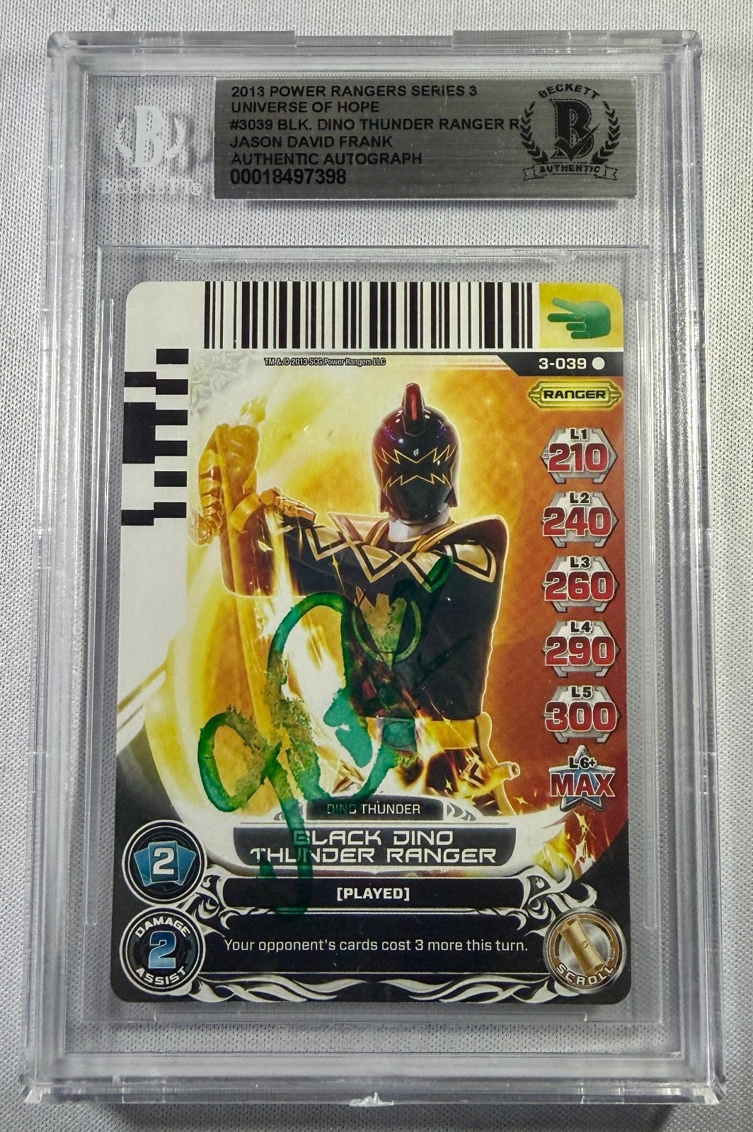 2013 Power Rangers Black Dino Jason David Frank Signed Auto Card BAS Beckett0
