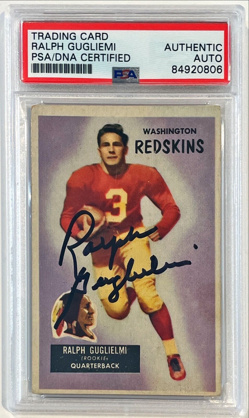 1955 Bowman Ralph Gugliemi Washington Redskins Signed Auto Card #61 PSA/DNA0