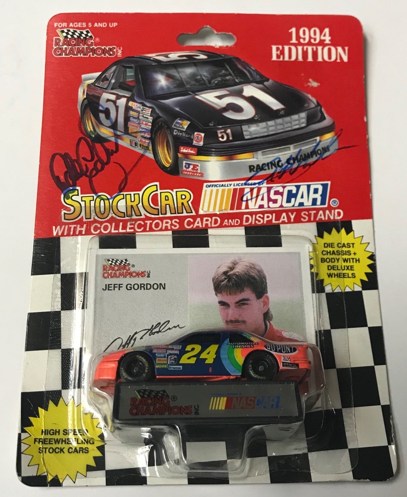 1994 Dale Earnhardt Sr & Jeff Gordon Dual Signed 1/64 Pepsi Bel Air Diecast Car0