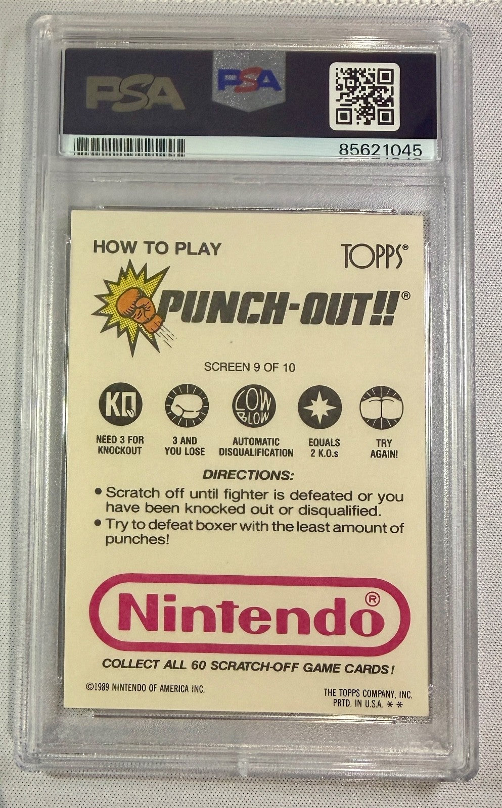 1989 Topps Nintendo Punch Out Manny Pacquiao Signed Auto Trading Card #9 PSA DNA1