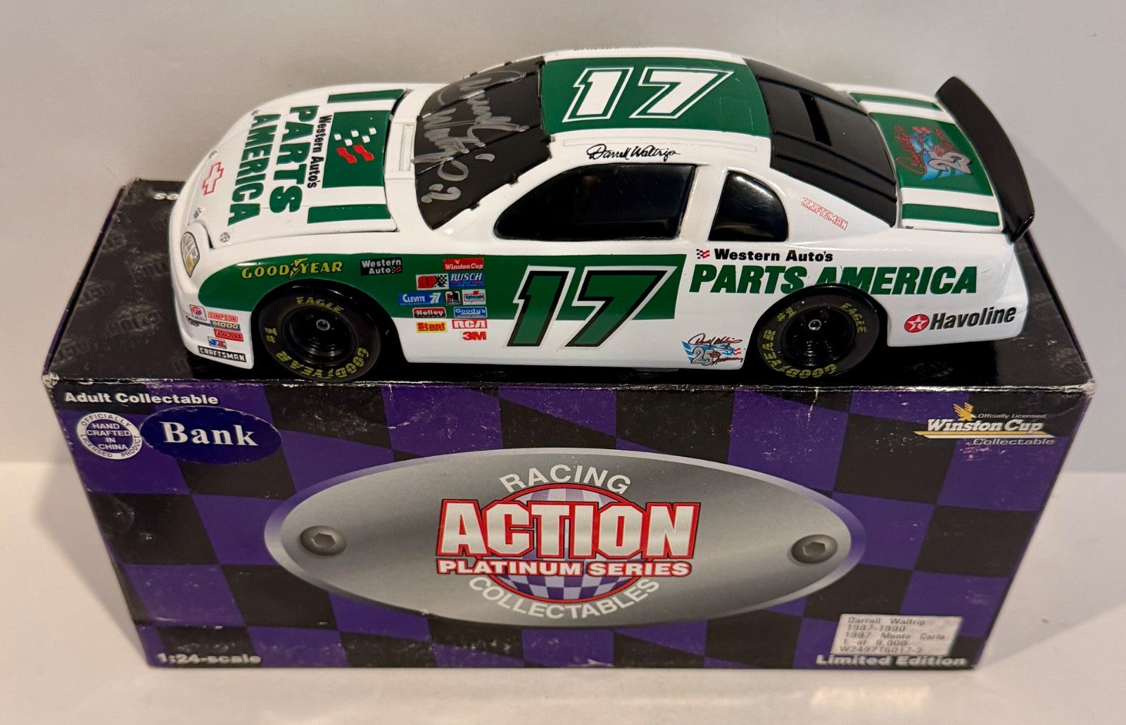1997 Darrell Waltrip #17 Parts America 87-90 Signed Auto 1/24 Diecast Car W/ COA0
