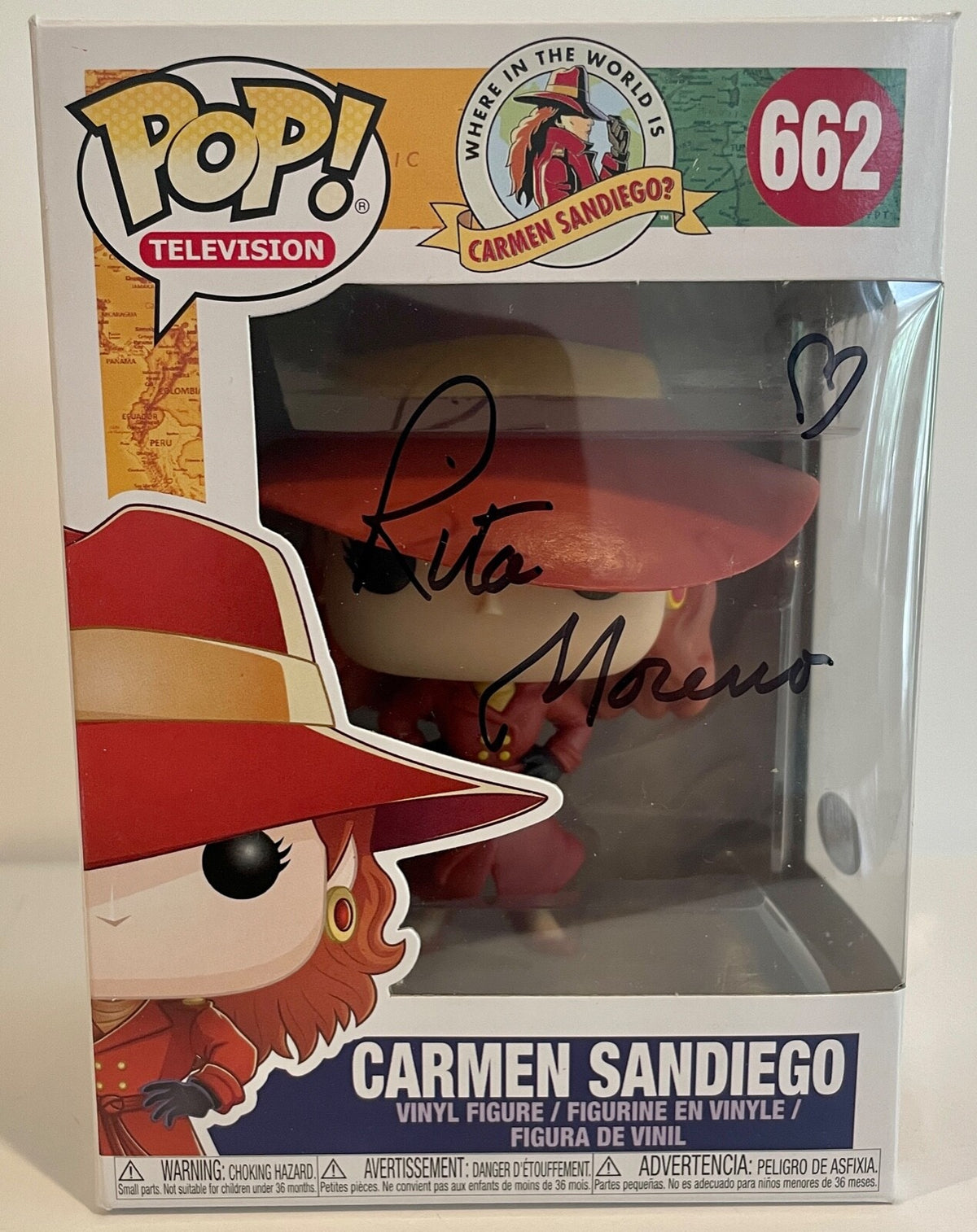Rita Moreno Carmen Sandiego Signed Auto Funko Pop Figure #662 PSA/DNA COA #10