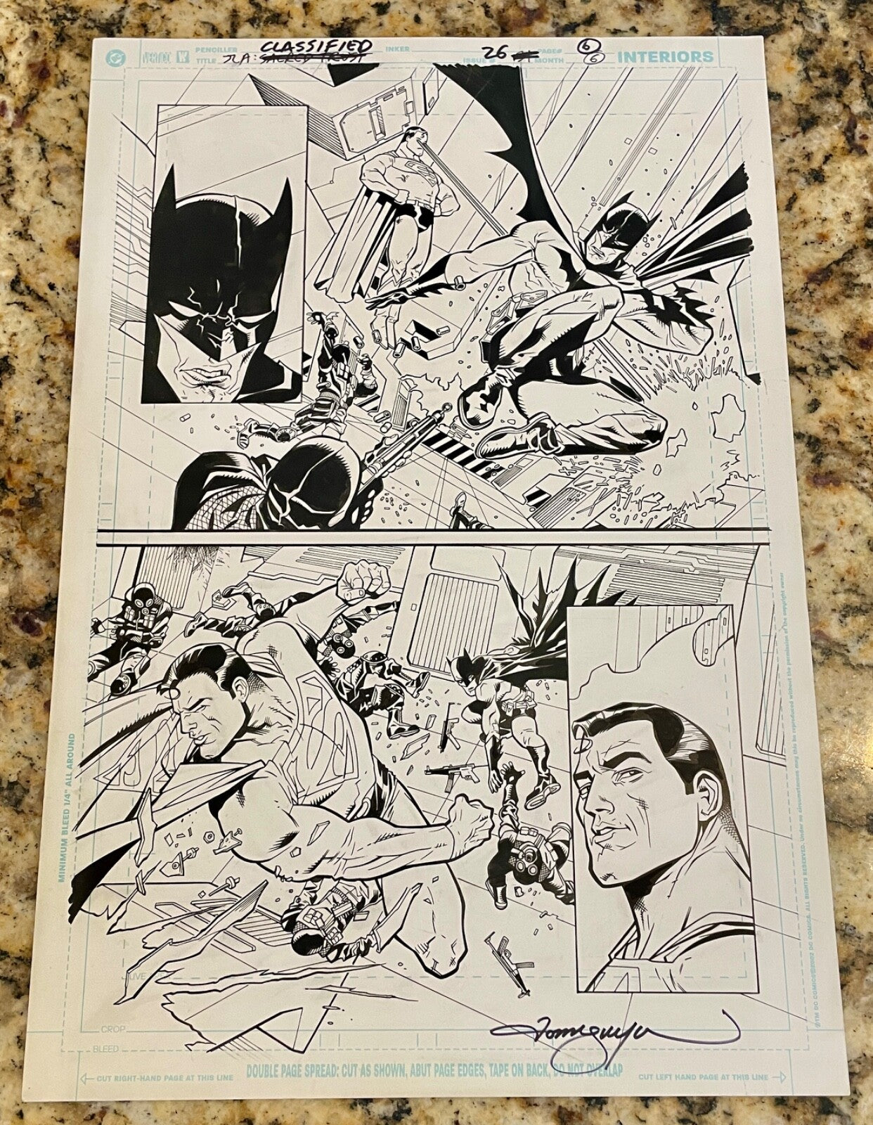 2006 JLA #26 Batman Superman Tom Nguyen Plunkett Signed Original FULL Page #60