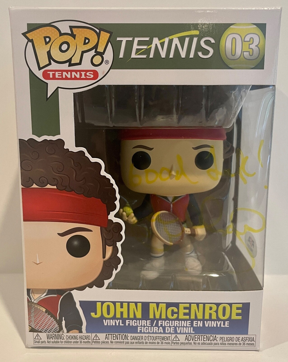 John McEnroe Tennis Hall Of Fame Signed Auto Funko Pop #03 PSA/DNA COA0