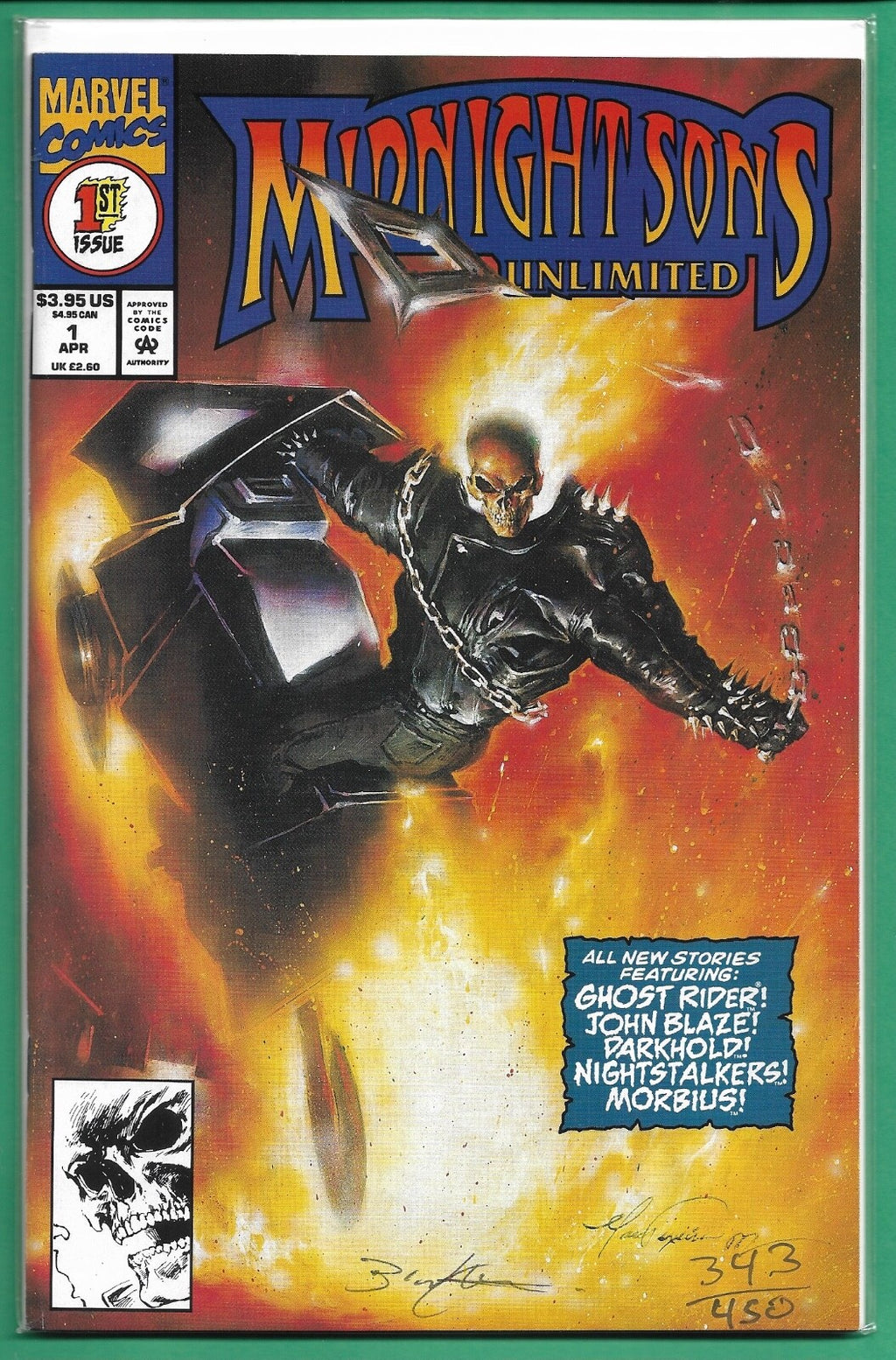 1993 Marvel Midnight Sons Unlimited #1 Signed by Jerry Bingham LE #343/450 COA0