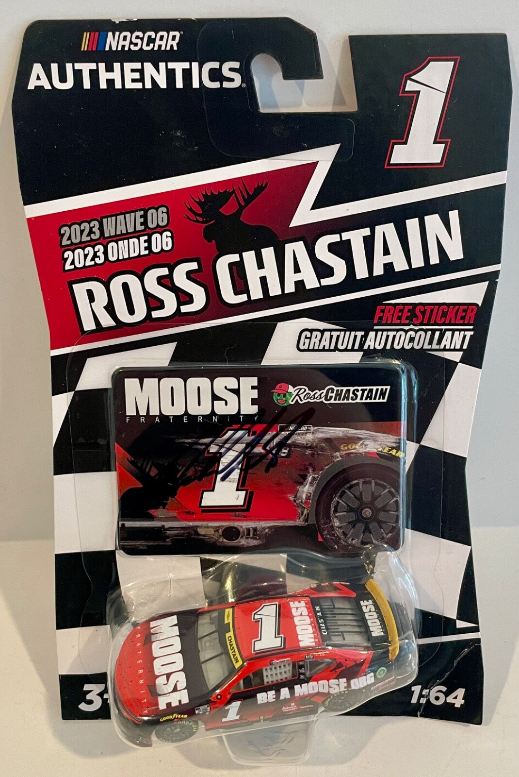 2023 Ross Chastain Be A Moose Jockey Signed Auto 1/64 Diecast Car W/ COA0