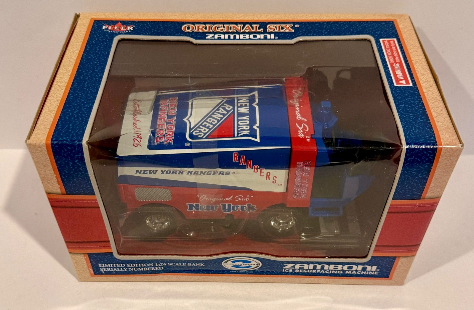 BRAND NEW Fleer Original 6 Vintage New York Rangers 1/24 Zamboni Bank Limited0