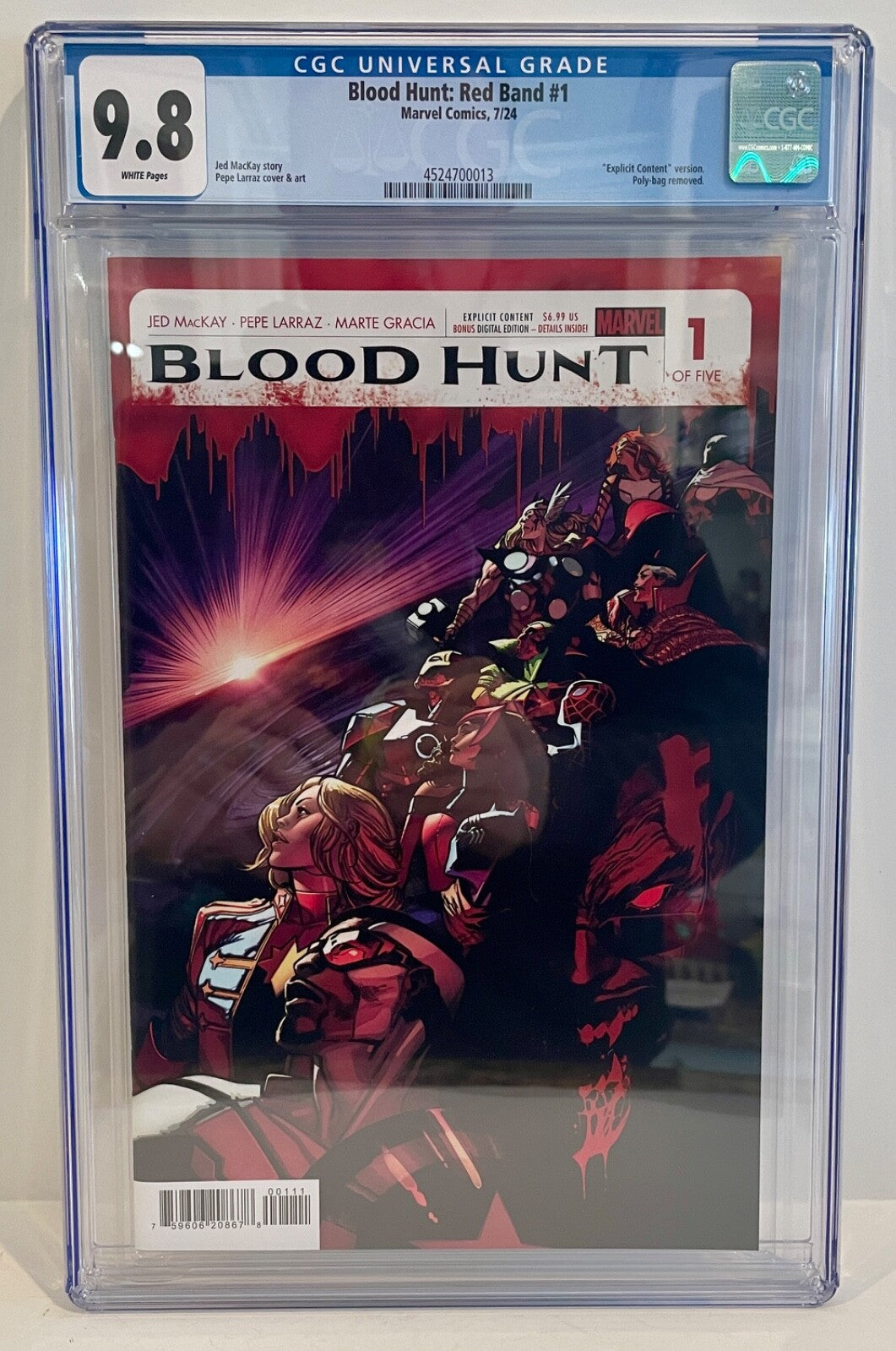 2024 Marvel Comics Blood Hunt Red Band Explicit #1 CGC Graded 9.80